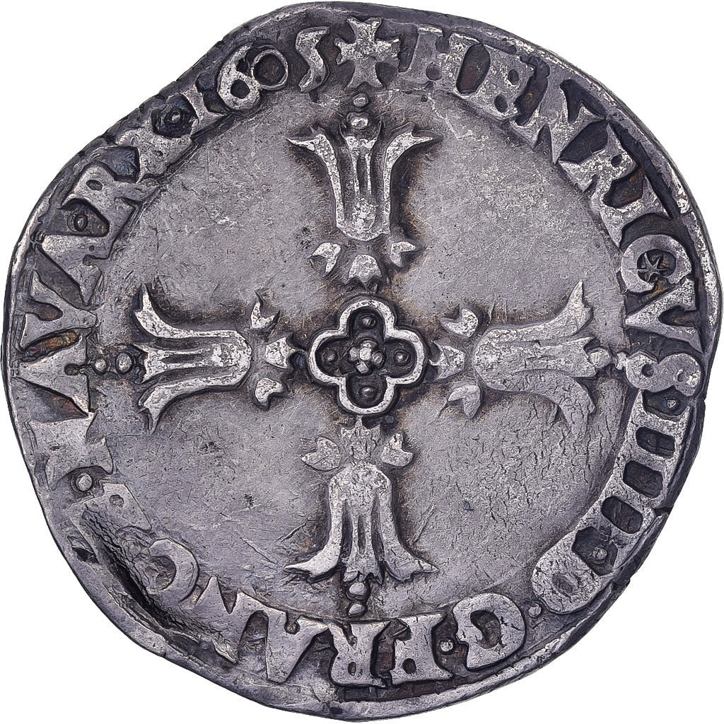 France, Henri IV, 1/4 Ecu, 1605, Bayonne, Silver, VF(30-35), Gadoury:597