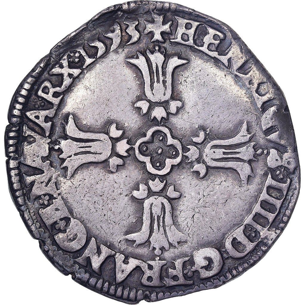 France, Henri IV, 1/4 Ecu, 1593, Bayonne, Argent, TTB, Gadoury:597