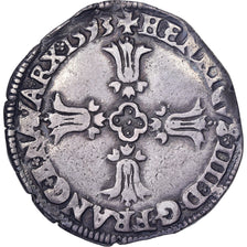França, Henri IV, 1/4 Ecu, 1593, Bayonne, Prata, EF(40-45), Gadoury:597