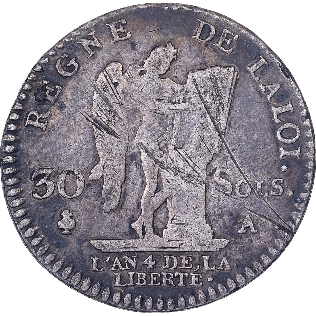 Frankrijk, Louis XVI, 30 sols françois, 1792 / AN 4, Paris, Zilver, FR