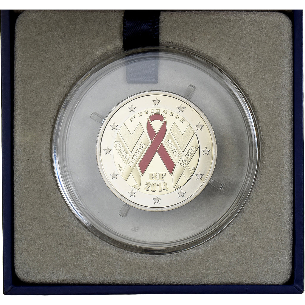 Frankreich, 2 Euro, World AIDS Day, Proof, Colorized, 2014, MDP, Bi-Metallic