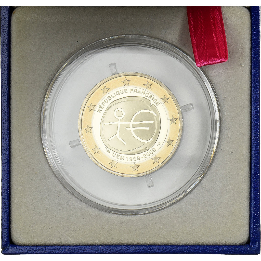 France, 2 Euro, 10 Years of EMU, Proof, 2009, MDP, Bi-Metallic, MS(65-70)