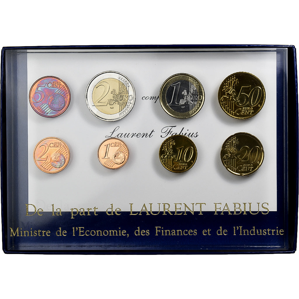 Francja, Coffret 1c. à 2€, Offered by Laurent Fabius, 2001, MDP, ND