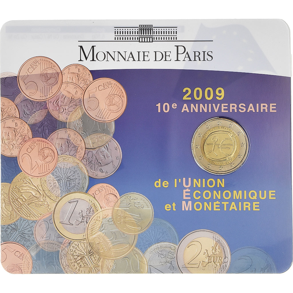 France, 2 Euro, 10 Years of EMU, BU, 2009, MDP, Bi-Metallic, MS(65-70)