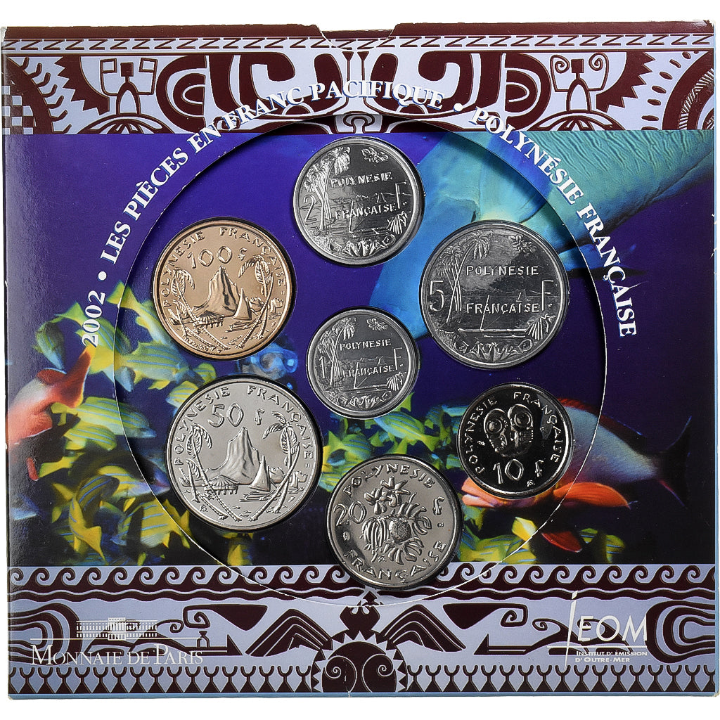 Polinésia Francesa, Coffret 1 c. à 100 frs., 2002, MDP, BU, N/D, MS(65-70)