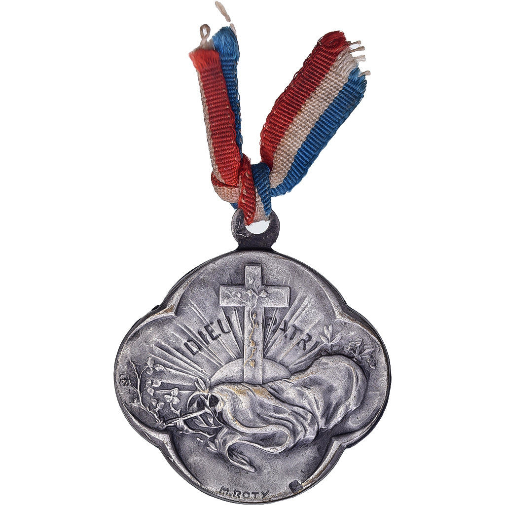 France, Medal, Dieu-Patrie, 1914, Iron, Roty, AU(50-53)