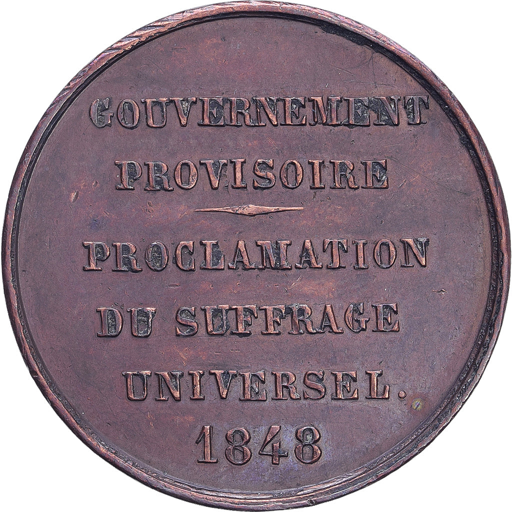 Francja, Token, Ledru-Rollin, Suffrage universel, 1848, Miedź, AU(50-53)