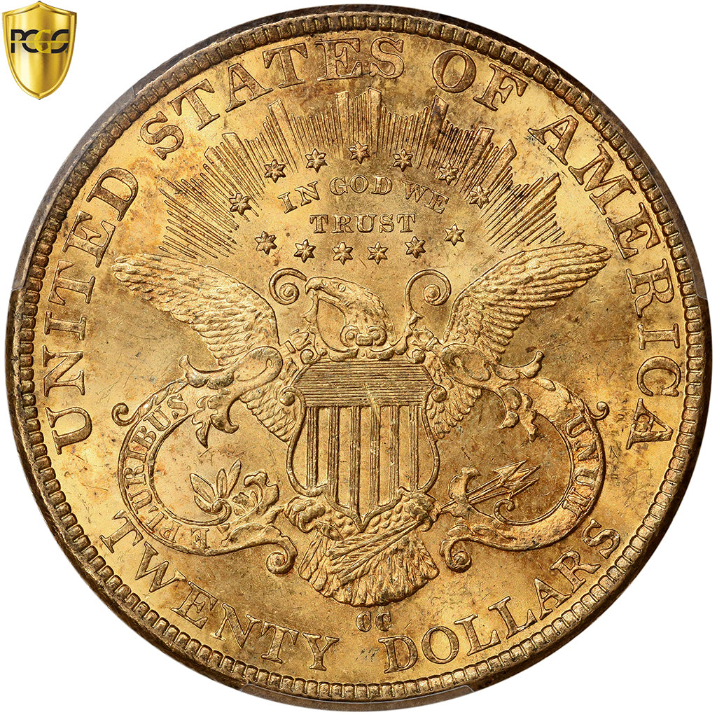 États-Unis, $20, Double Eagle, Liberty Head, 1893, Carson City, Or, PCGS, MS62