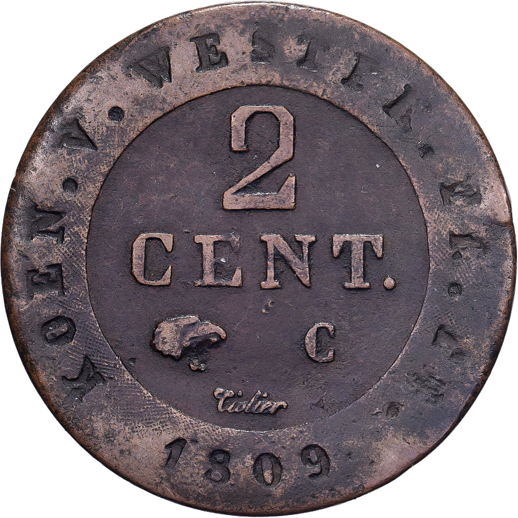Kingdom of Westphalia, Jérôme Bonaparte, 2 Centimes, 1809, Cassel, Copper