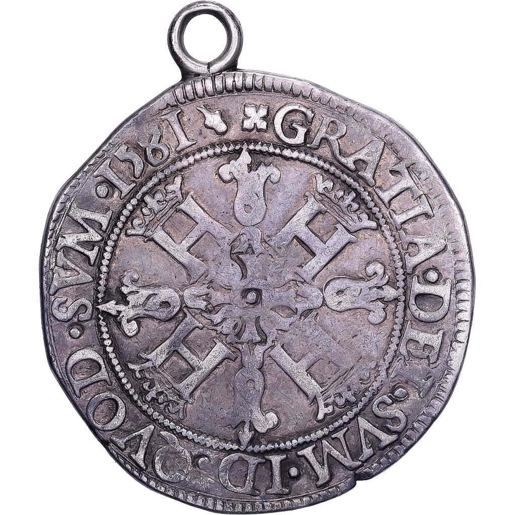 Lordship of Béarn, Henri II, Franc aux quatre H, 1581, Pau, Silver, VF(20-25)