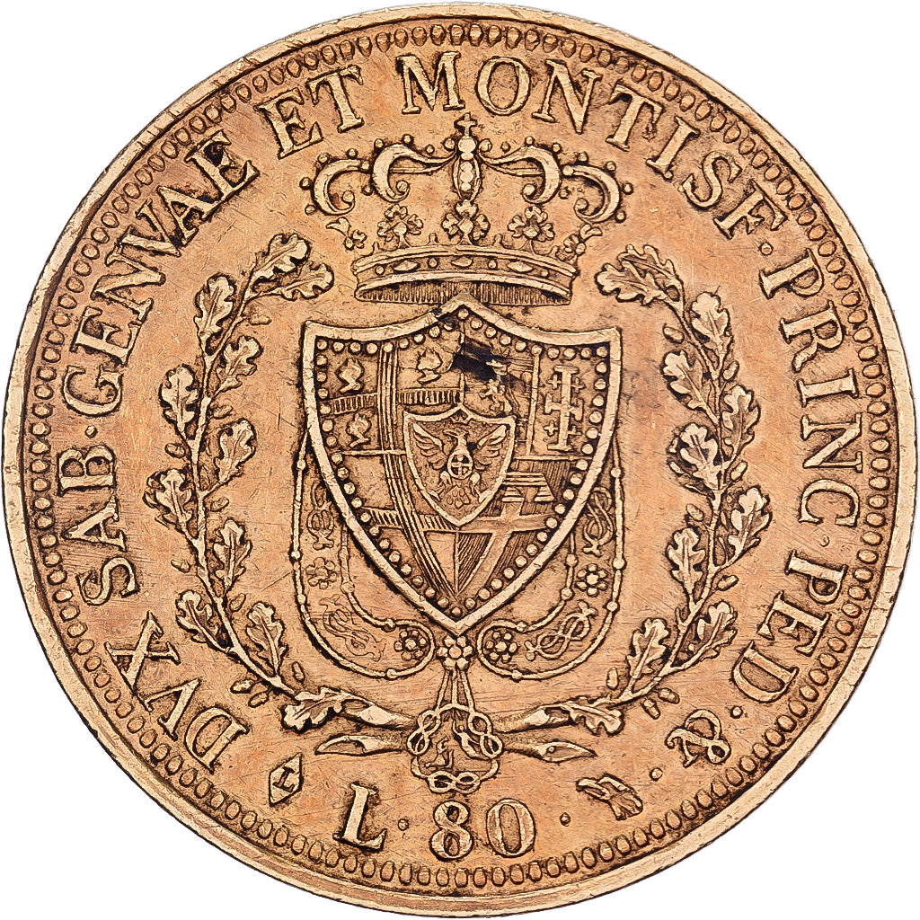 Kingdom of Sardinia, Carlo Felice, 80 Lire, 1826, Torino, Gold, VZ