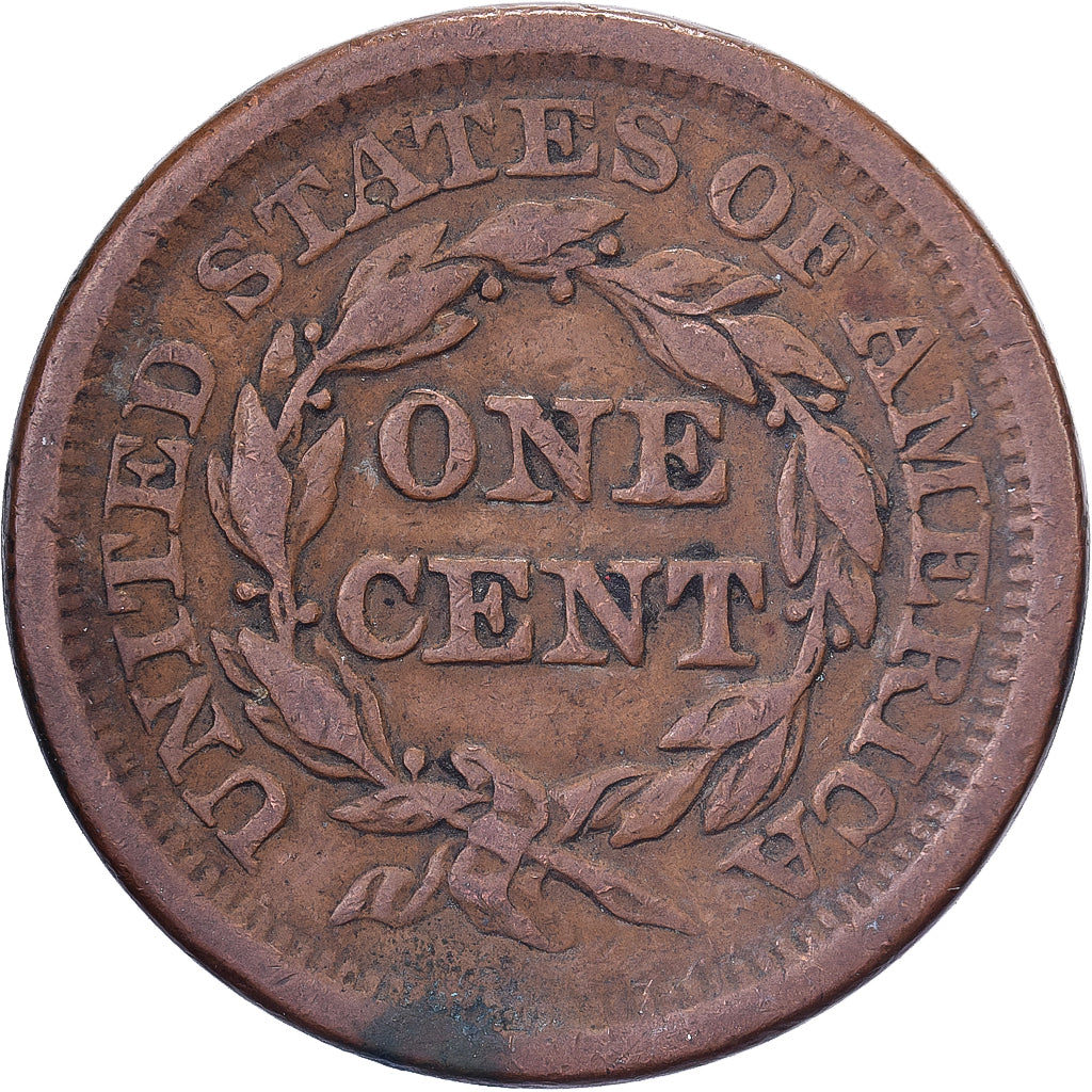 États-Unis, 1 Cent, Braided Hair, 1856, Philadelphie, Cuivre, TB+