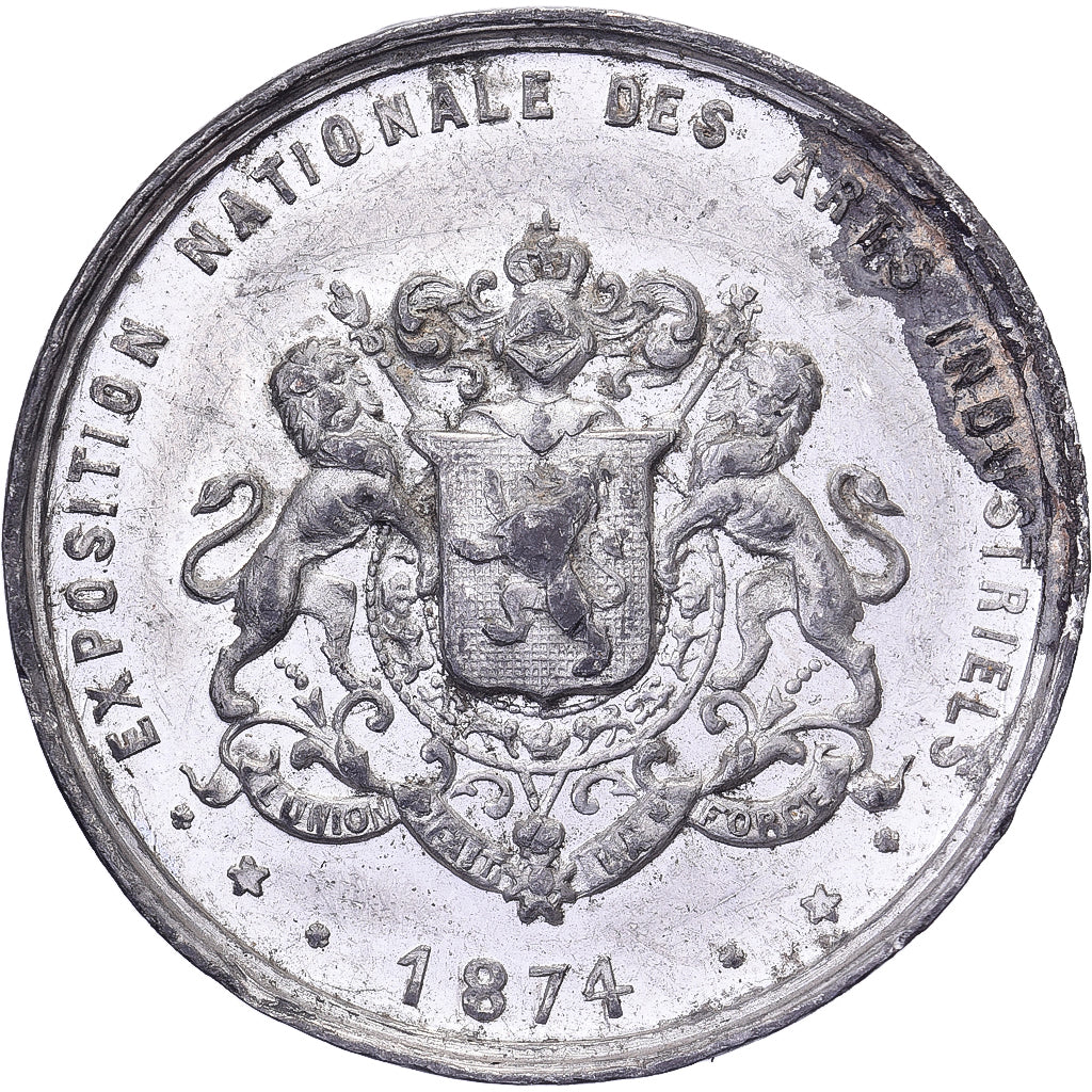 Belgium, Medal, Exposition nationale des Arts Industriels, Bruxelles, 1874, Tin