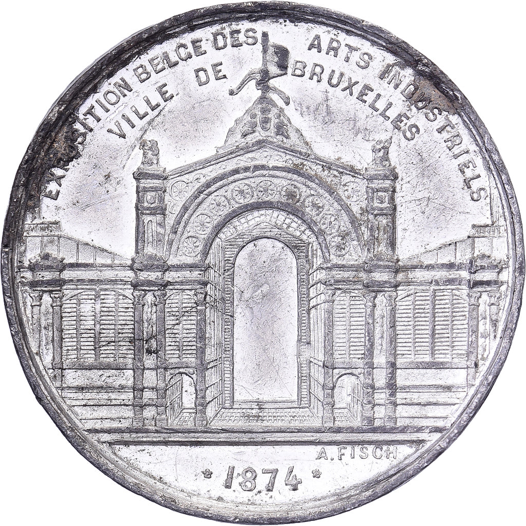 Belgium, Medal, Exposition nationale des Arts Industriels, Bruxelles, 1874, Tin