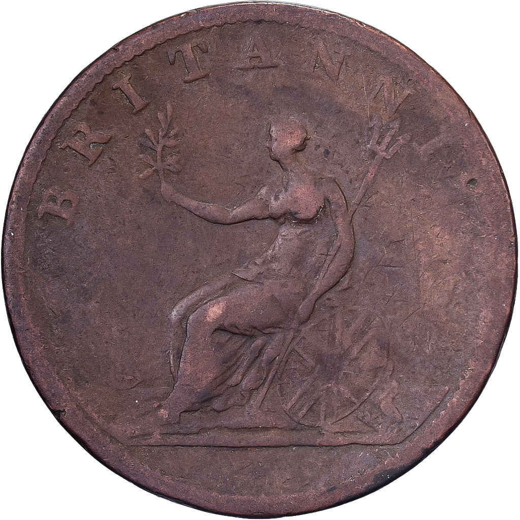 Gran Bretaña, George III, 1/2 Penny, 1806, Cobre, BC