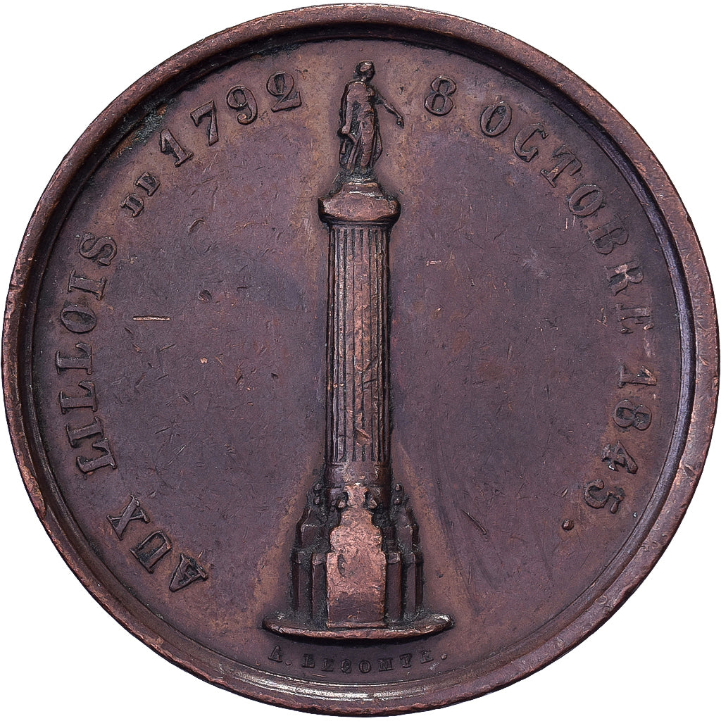 Frankreich, Medaille, Hommage aux Lillois de 1792, 1845, Kupfer, Lecomte, SS+