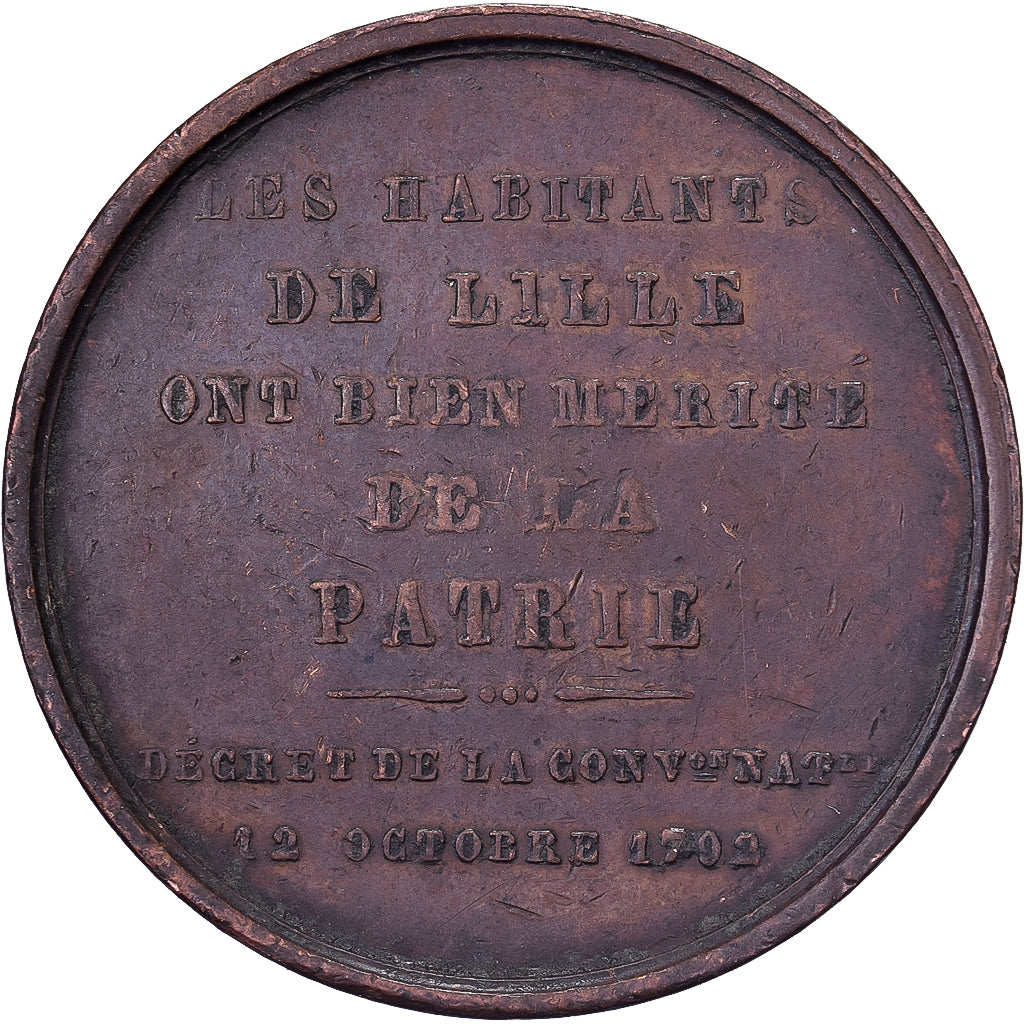 Frankreich, Medaille, Hommage aux Lillois de 1792, 1845, Kupfer, Lecomte, SS+