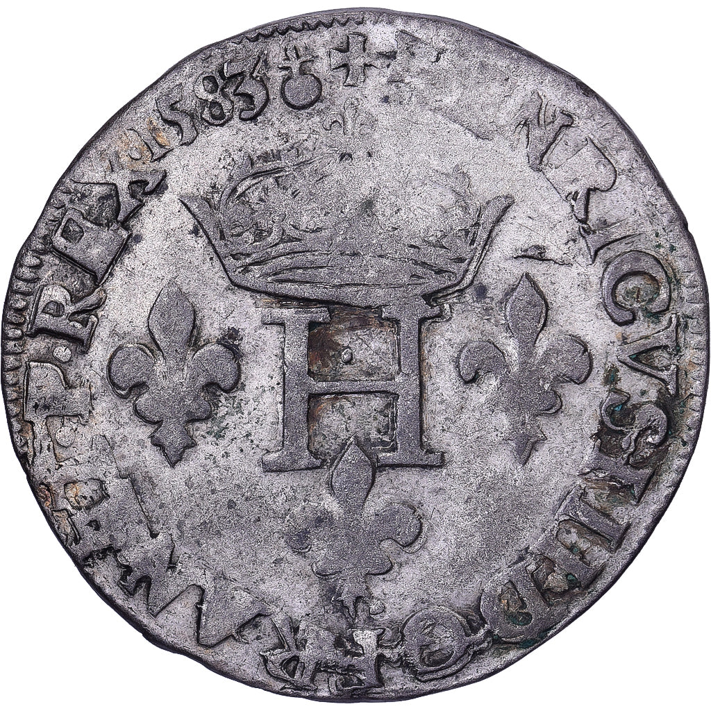 Francia, Henri III, Double Sol Parisis, 1583, Riom, Biglione, BB, Gadoury:477