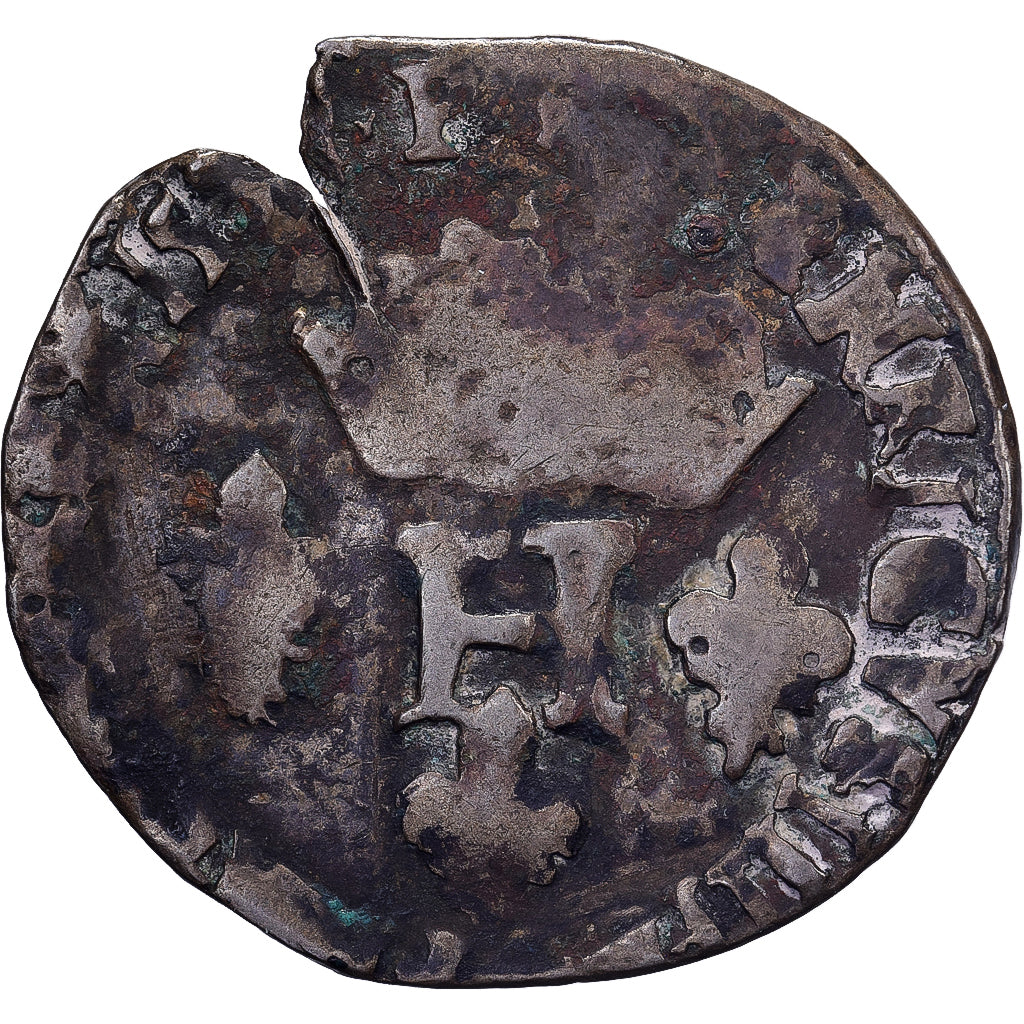 France, Henri III, Double Sol Parisis, Uncertain date, Billon, VG(8-10)