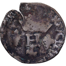 France, Henri III, Double Sol Parisis, Uncertain date, Billon, VG(8-10)