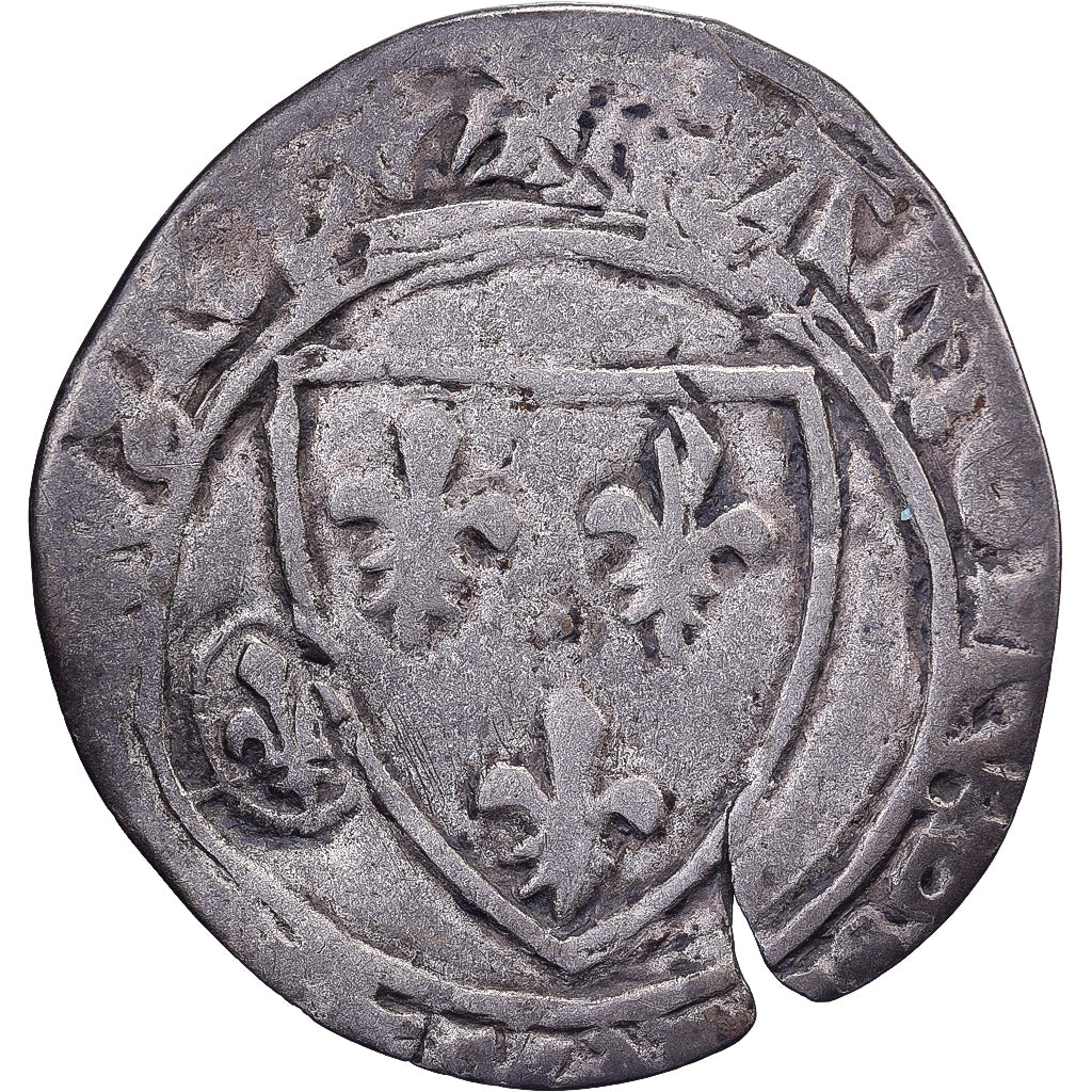 Frankreich, Charles VI, Blanc Guénar, 1380-1422, Countermarked, Billon, S