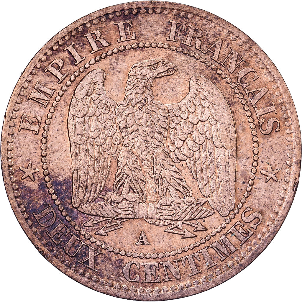 Francja, Napoleon III, 2 Centimes, 1854, Paris, Brązowy, EF(40-45)
