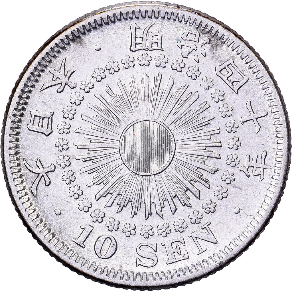 Giappone, Mutsuhito, 10 Sen, Meiji Era, Yr. 40 (1907), Argento, SPL-