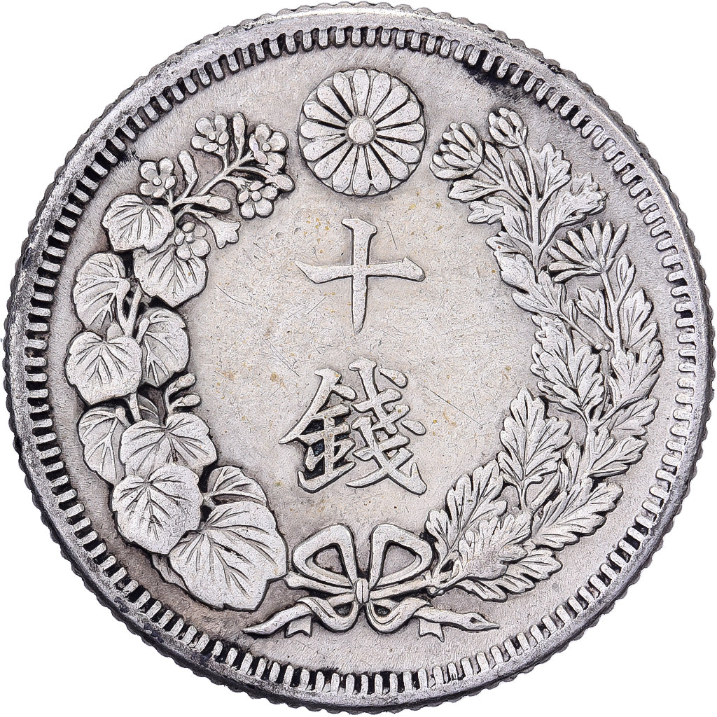 Giappone, Mutsuhito, 10 Sen, Meiji Era, Yr. 45 (1912), Argento, BB+