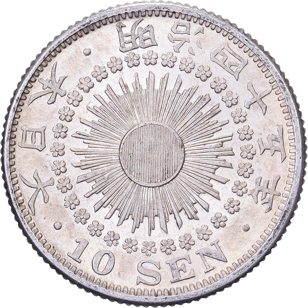 Giappone, Mutsuhito, 10 Sen, Meiji Era, Yr. 45 (1912), Argento, SPL-