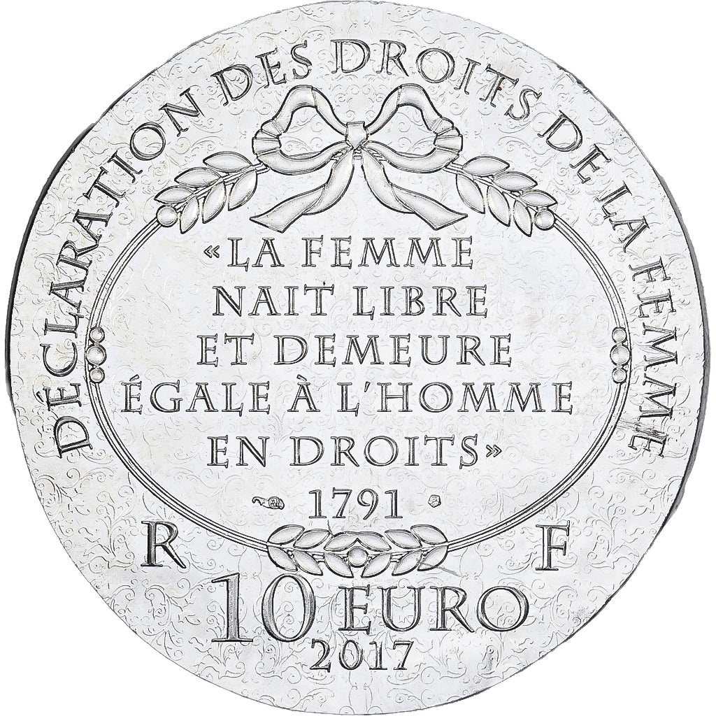 France, 10 Euro, Olympe de Gouges, BE, 2017, MDP, Argent, FDC