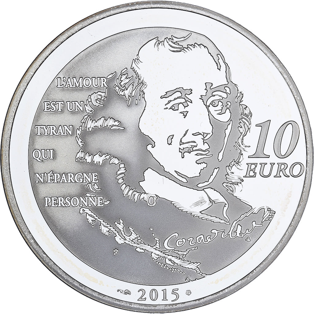 France, 10 Euro, Chimène, Proof, 2015, MDP, Silver, MS(65-70)