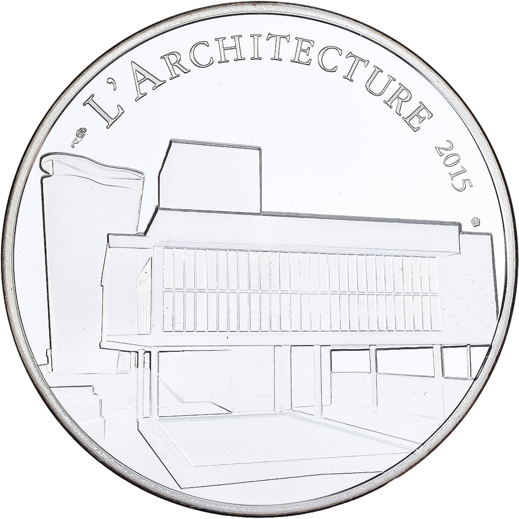 Francia, 10 Euro, Le Corbusier, Prueba, 2015, MDP, Plata, FDC