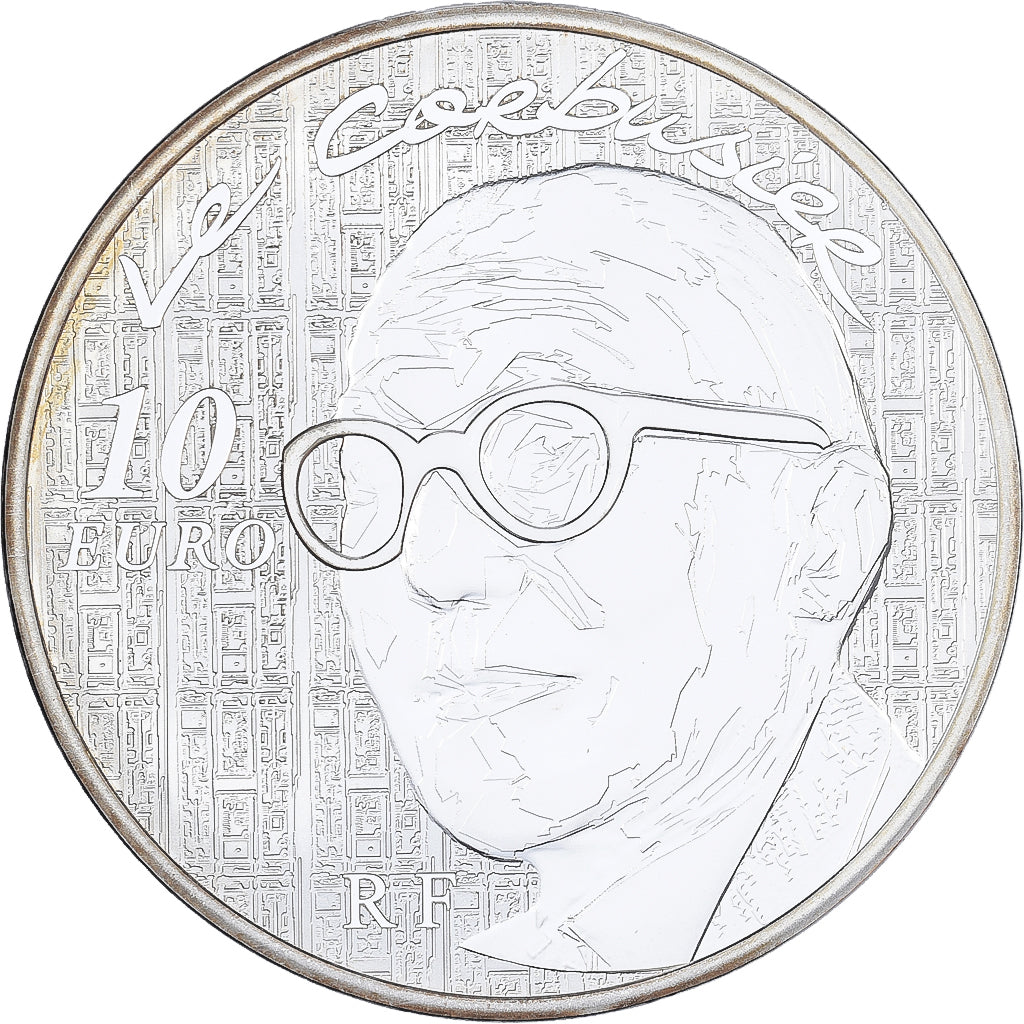 Francia, 10 Euro, Le Corbusier, FS, 2015, MDP, Argento, FDC