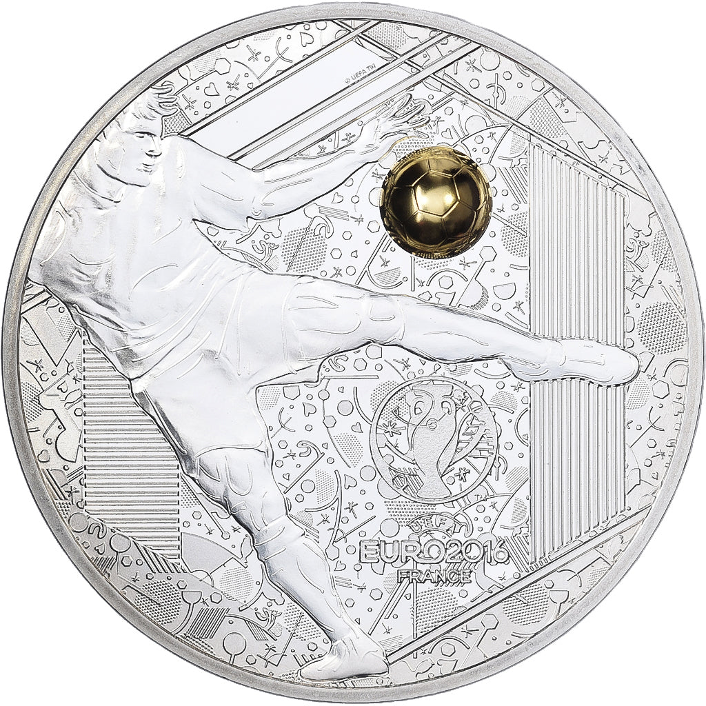 Francia, 10 Euro, UEFA Euro 2016, Reprise, FS, 2016, MDP, Argento, FDC