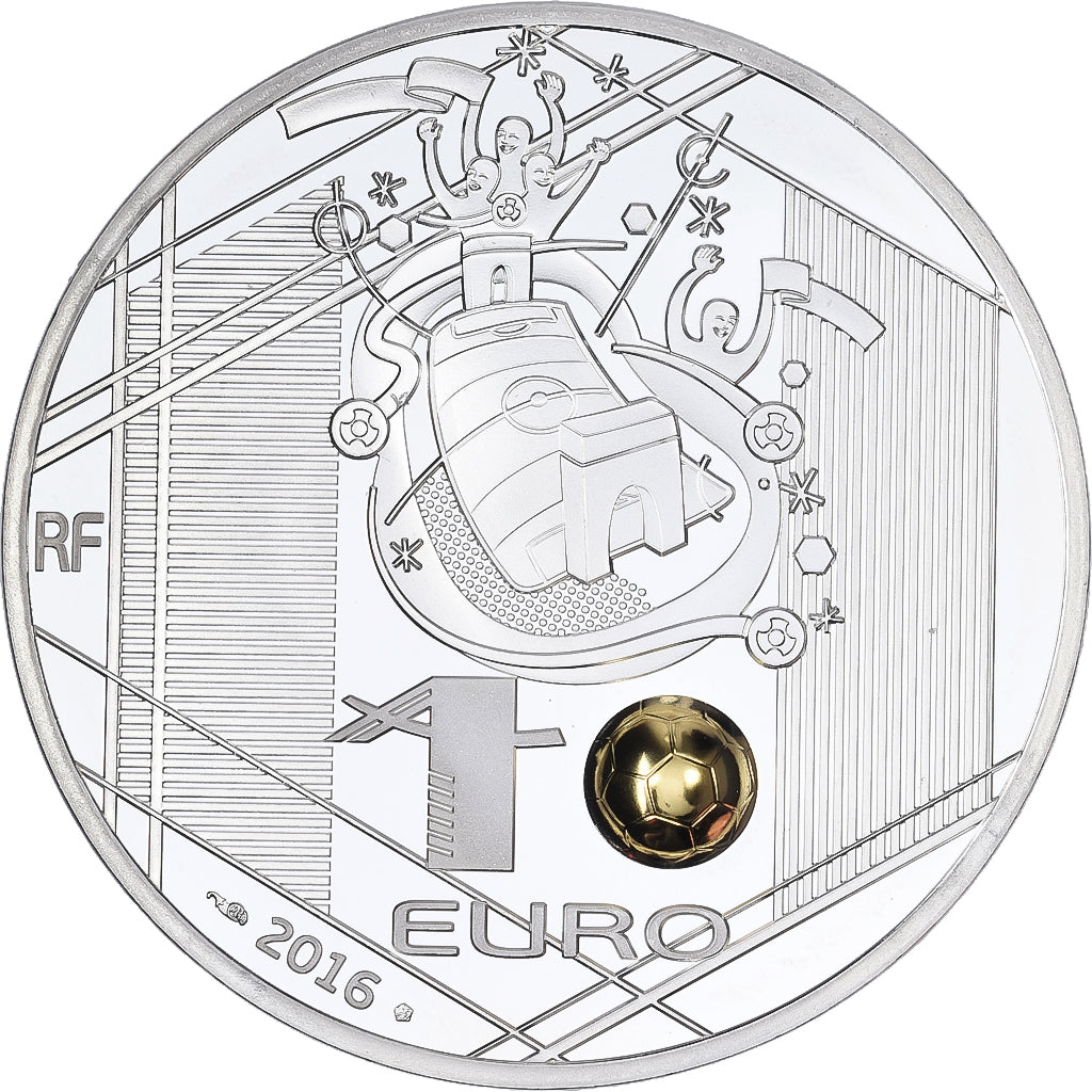 Francia, 10 Euro, UEFA Euro 2016, Reprise, FS, 2016, MDP, Argento, FDC