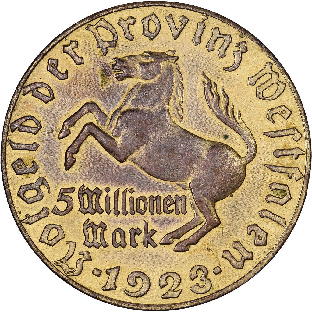 Weimar Republic, Prussian province of Westphalia, 5 Millionen Mark, 1923
