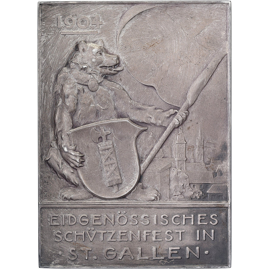 Switzerland, Plaquette, Federal Shooting Festival in St. Gallen, 1904, Silver