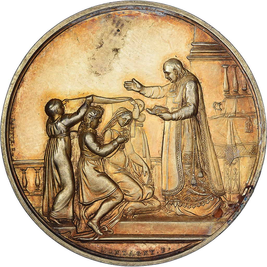 France, Médaille de mariage, 1844, Argent, SUP