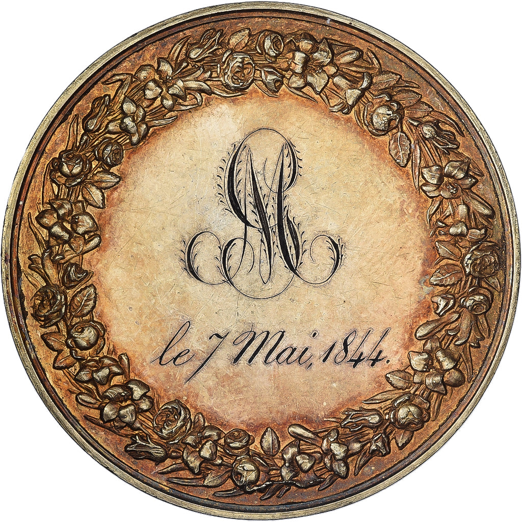 France, Médaille de mariage, 1844, Argent, SUP
