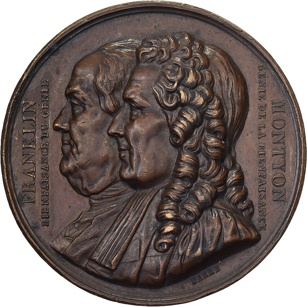 Francia, medaglia, Société Franklin et Montyon, 1833, Bronzo, SPL-