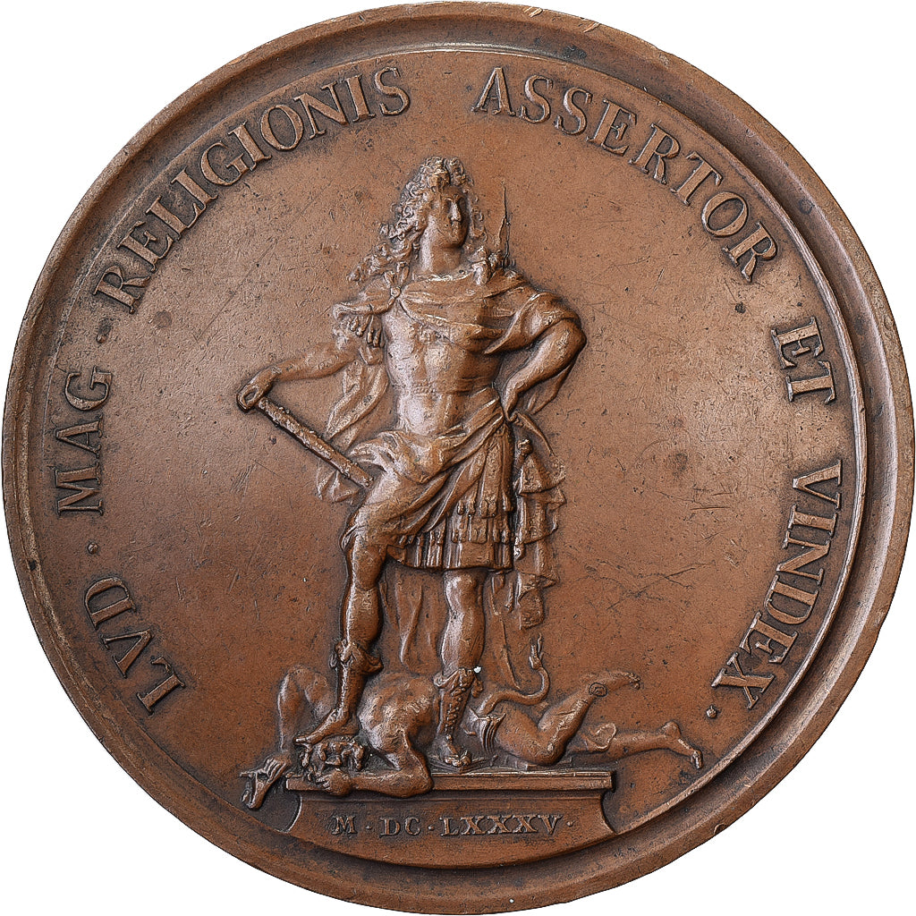 Francia, medaglia, Louis XIV, Révocation de l'Edit de Nantes, 1685, Bronzo, BB+
