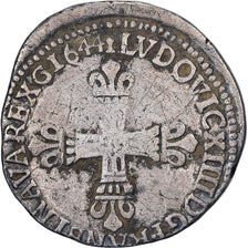 França, Louis XIV, 1/4 Ecu, 1644, Toulouse, Prata, VF(20-25), Gadoury:136