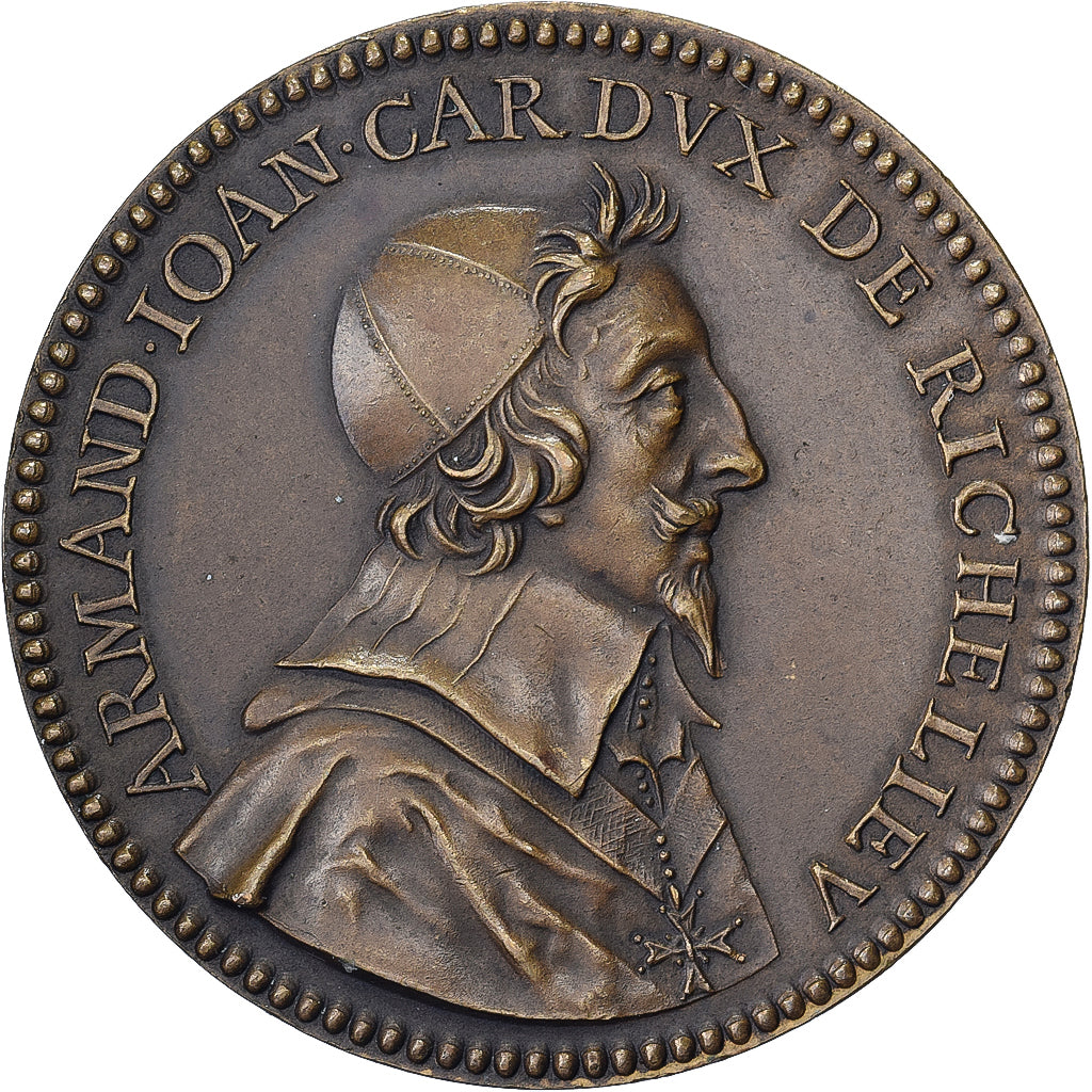Francia, ficha, Armand Jean du Plessis, Cardinal de Richelieu, n.d., Bronzo, SPL
