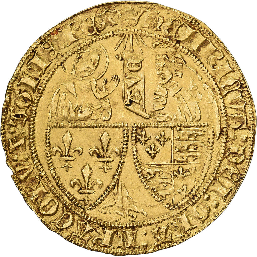 France, Henri VI, Salut d'or, 1423-1436, Paris, Gold, AU(50-53), Duplessy:443A