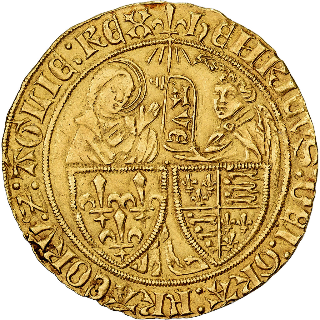 France, Henri VI, Salut d'or, 1423-1449, Saint-Lô, Gold, AU(50-53)