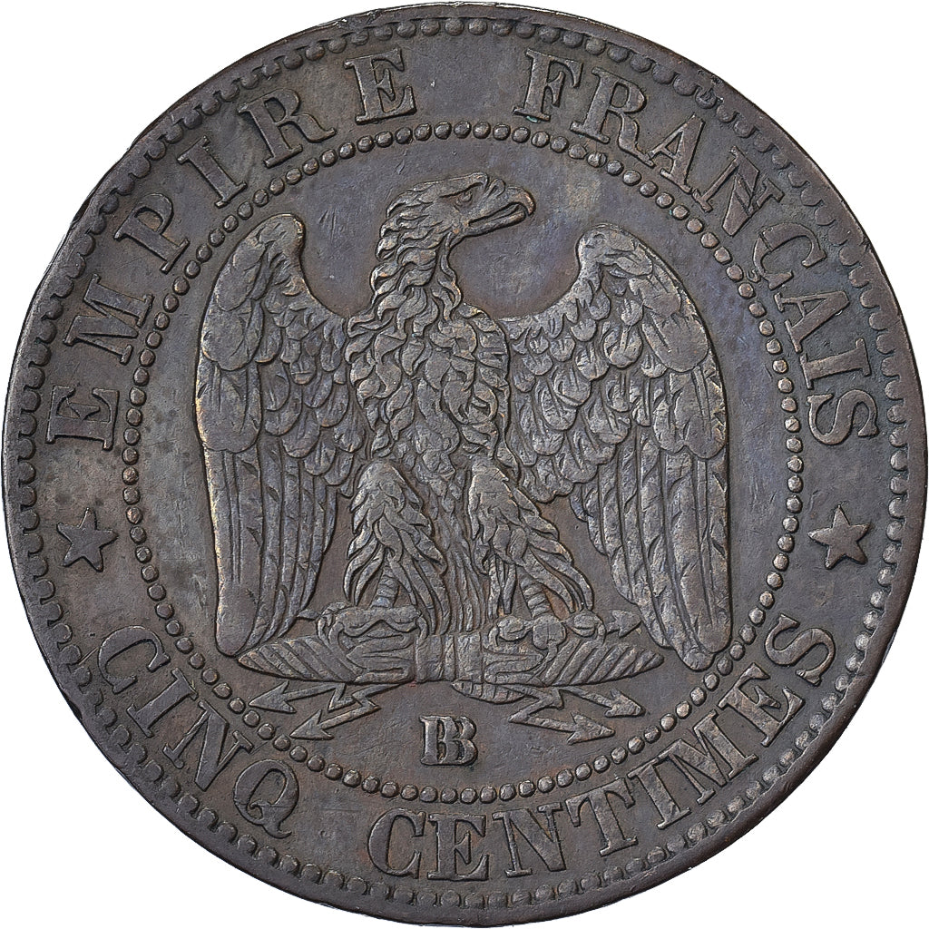 France, Napoléon III, 5 Centimes, 1853, Strasbourg, Bronze, TTB, Gadoury:152