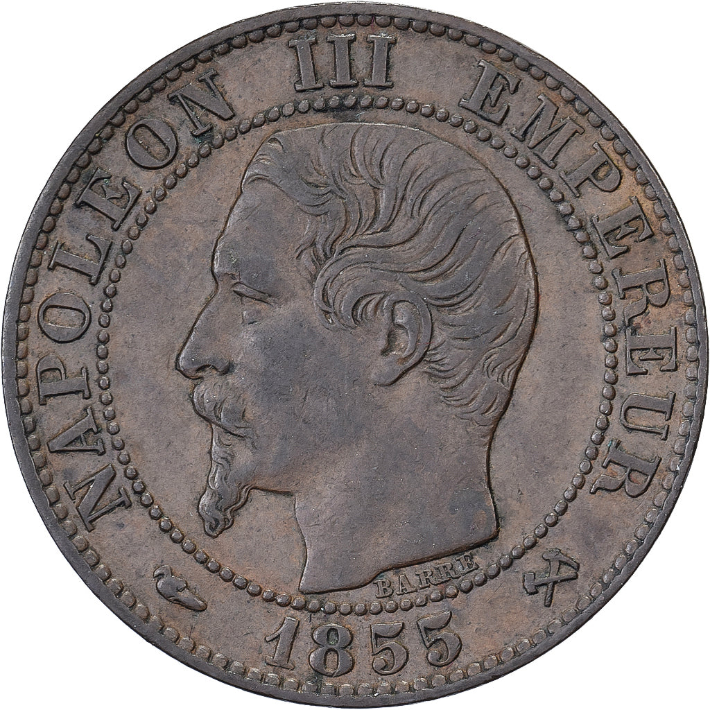 France, Napoléon III, 5 Centimes, 1855, Rouen, Ancre, Bronze, TTB, Gadoury:152