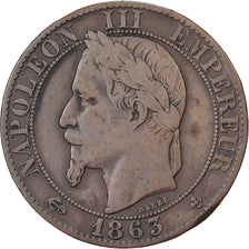 France, Napoleon III, 5 Centimes, 1863, Strasbourg, Bronze, VF(30-35)