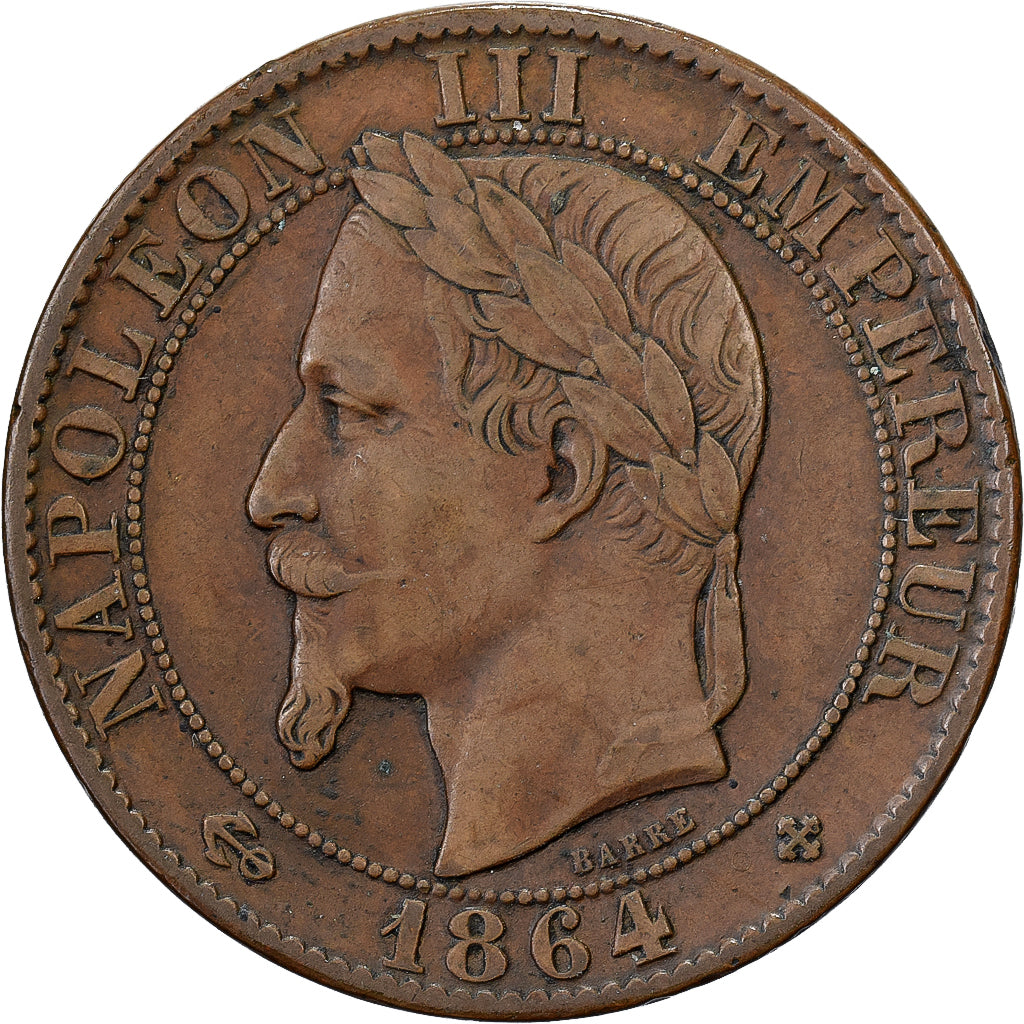 France, Napoleon III, 5 Centimes, 1864, Strasbourg, Bronze, EF(40-45)