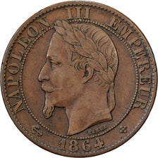Frankreich, Napoleon III, 5 Centimes, 1864, Strasbourg, Bronze, SS, Gadoury:155